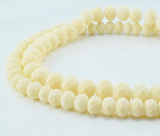 2 Strands Matte Glass Beads Donut Rondelle Faceted for Jewelry Decoration Chandelier 4x6mm, 6x8mm. 2 Sizes Group 60 PCs ea...