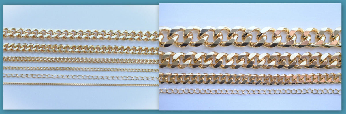 Gold Filled Cuban Chain - Flat Extension Necklace - Tarnish Resistant Finish, Metal, 18K and 14K Gold Filled Styles