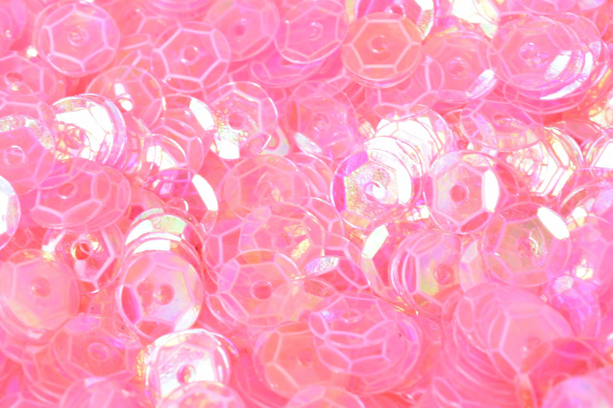 Sheen Round Sequins Baby Pink Cup: Translucent Iridescent Shine, Glossy Surface (3/4/6mm, 2000pcs Bulk, Sewing & Embellishment)