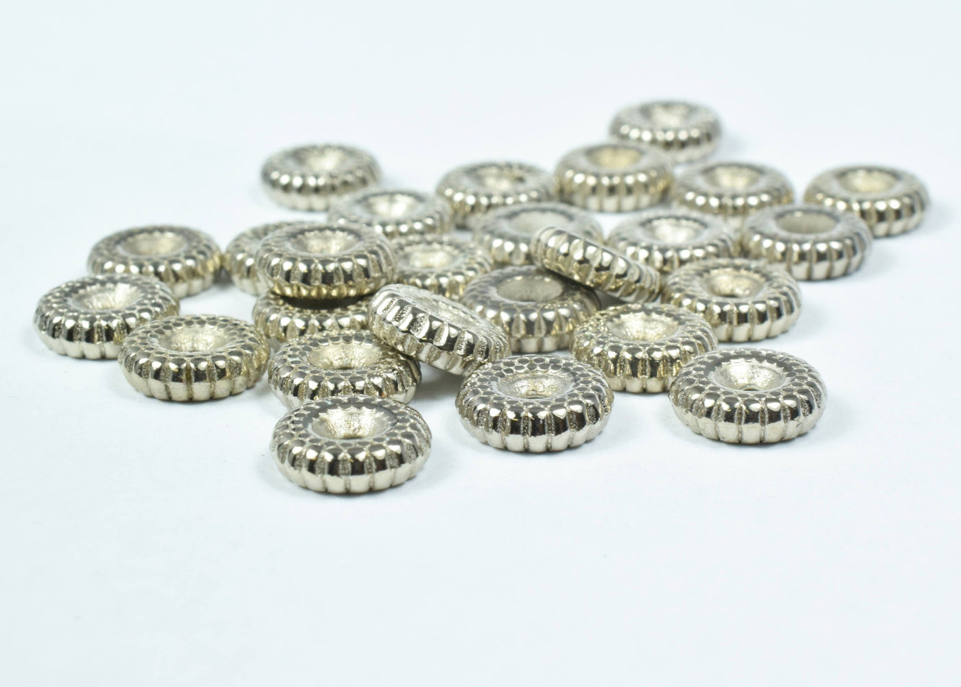 10mm Ribbed Antique Silver Plastic Round  Beads, Plastic Beading Tools, Resin Antique Silver Plastic Beads, Macrame Beads,...
