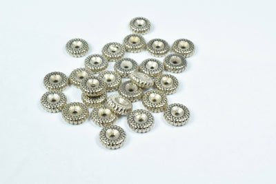 10mm Ribbed Antique Silver Plastic Round  Beads, Plastic Beading Tools, Resin Antique Silver Plastic Beads, Macrame Beads,...