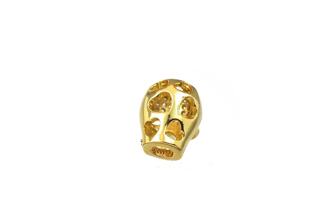 Ghost Face Micro Pave 18K Gold Filled Look, EP CZ Cubic Zirconia Rhinestone Spacer Beads Jewelry Making jewelry making sup...
