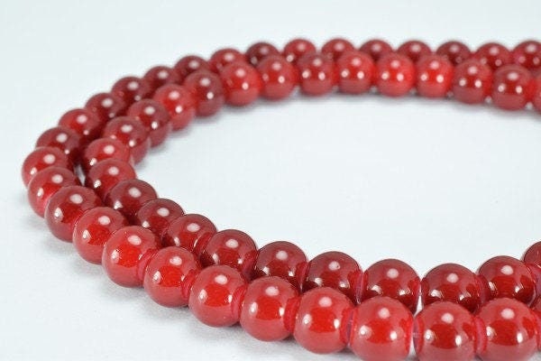 Dark Red Glass Beads Round - 8mm Shine Vintage Jewelry Making Beads - Crystal Finish, Loose, Bohemian Style