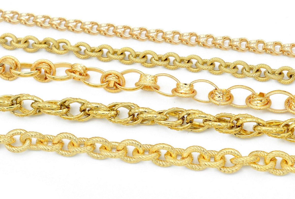 18K Gold Filled Wheat Twist Rolo Chain, Yellow Pink Gold (6mm Thickness, Tarnish Resistant, Durable Jewelry Material)
