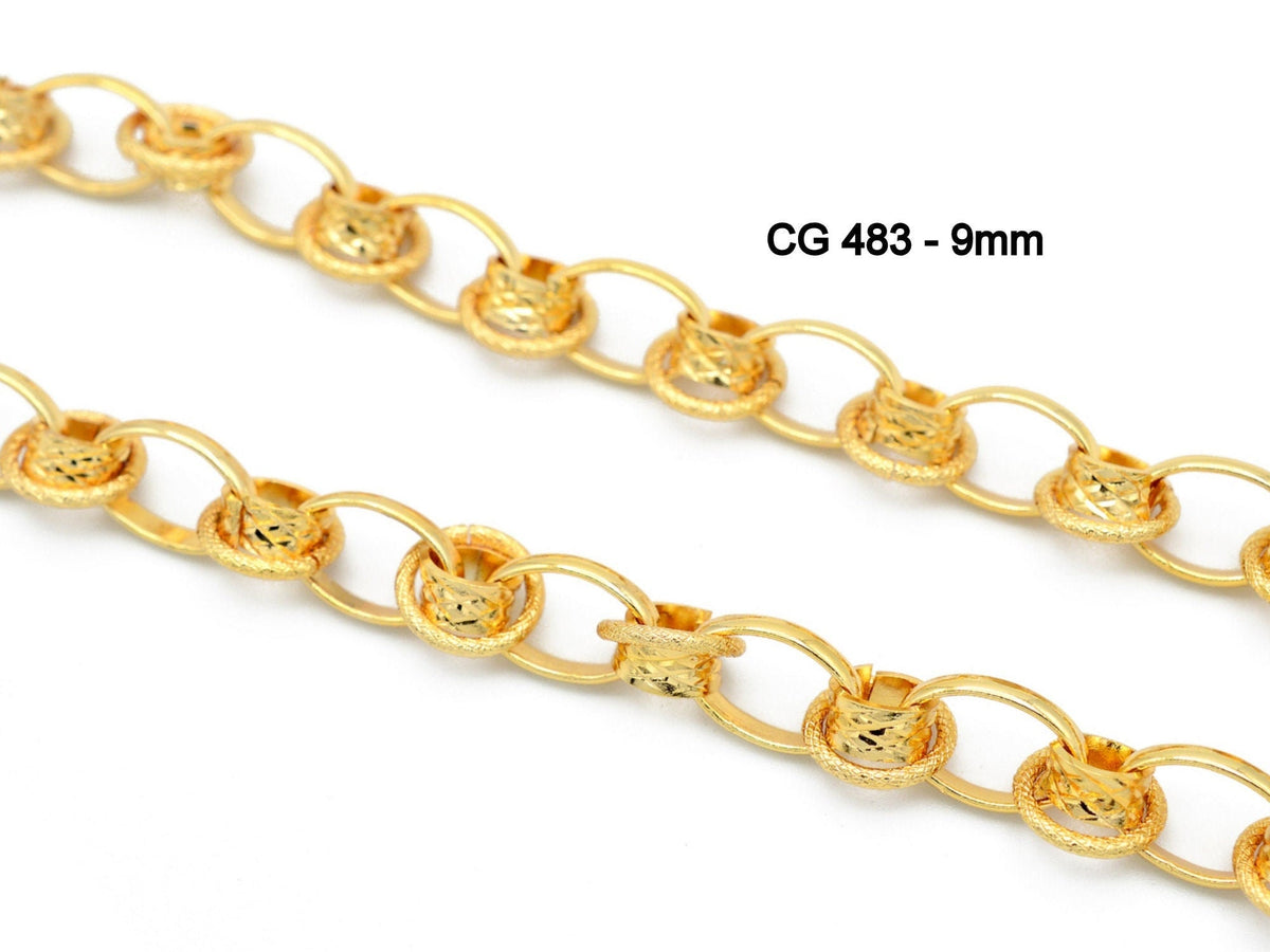 18K Gold Filled Wheat Twist Rolo Chain, Yellow Pink Gold (6mm Thickness, Tarnish Resistant, Durable Jewelry Material)