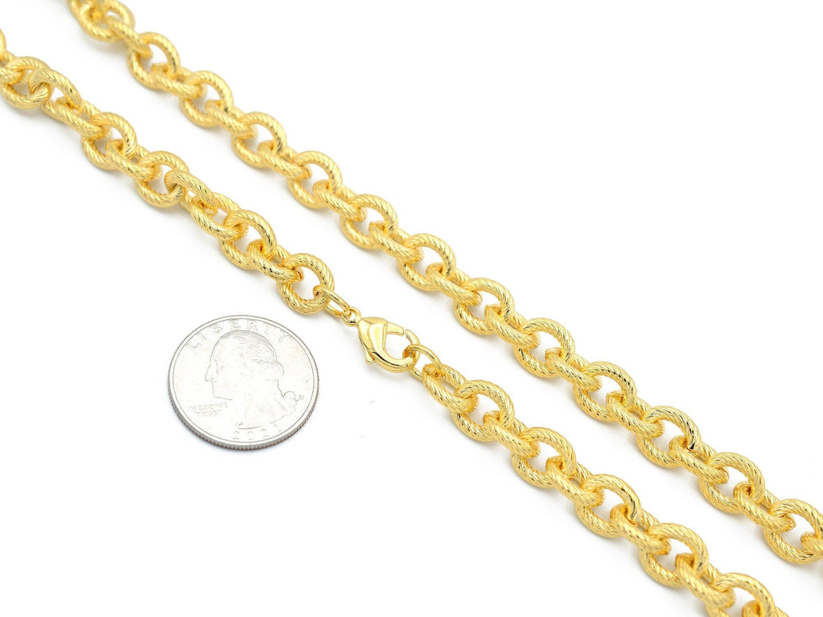 18K Gold Filled Wheat Twist Rolo Chain, Yellow Pink Gold (6mm Thickness, Tarnish Resistant, Durable Jewelry Material)
