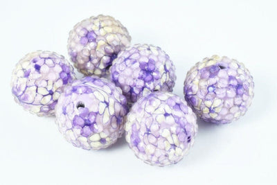 22mm Purple Flower Textured Resin Wooden Round Beads, Wooden beads, Wholesale Bead, Basketball Wives Bead,Rhinestone Beads...