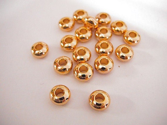 Gold Filled Look, EP Roundel Spacer Plain Beads 18K jewelry making supplies - detail image 5