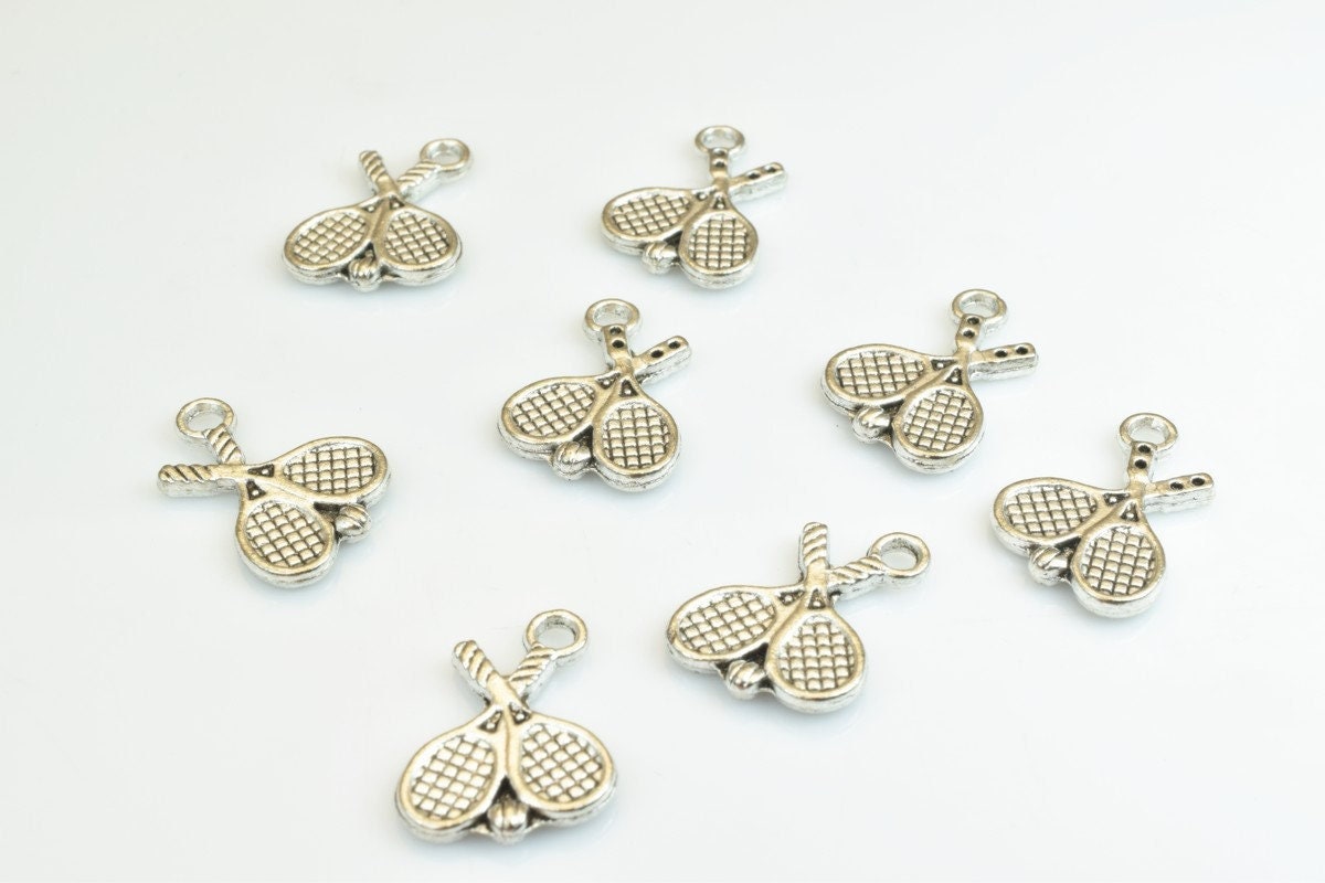 15 PCs Tennis Racket Charms Alloy Antique Silver Size 19x14mm Jump Ring Size 2mm For Jewelry Making jewelry making supplie...