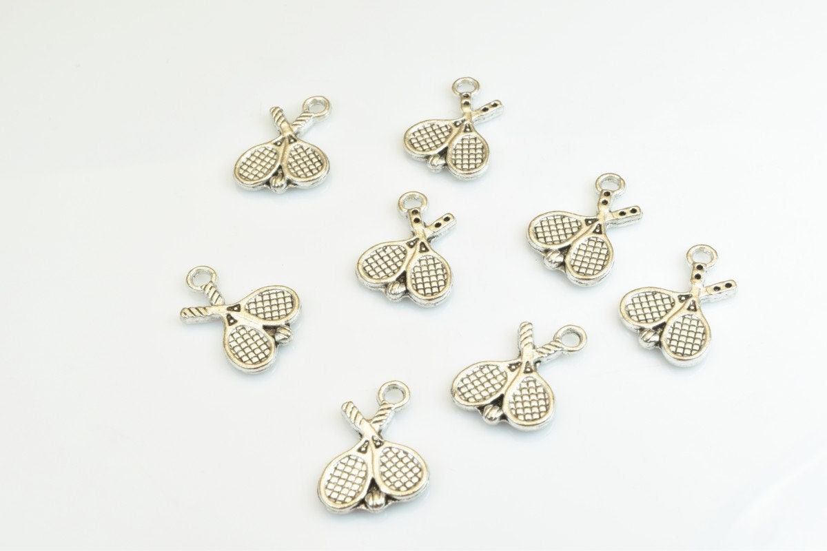 15 PCs Tennis Racket Charms Alloy Antique Silver Size 19x14mm Jump Ring Size 2mm For Jewelry Making jewelry making supplie...