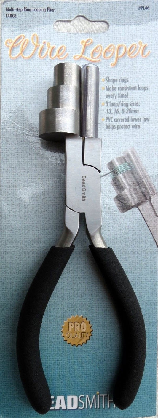 Wire Wrapper Looping Plier Set: Three Barrel Sizes, Stainless Steel, PVC Jaw | Jewelry Making Tool, Cushion Grip Handles, Nylon Hammer