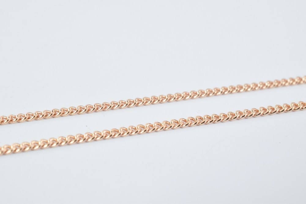 17 1/4" Inches Rose Gold Filled EP Cuban Link Chain, Cable Chain, Rose Gold Filled Chain Findings For Jewelry Making  CG18...
