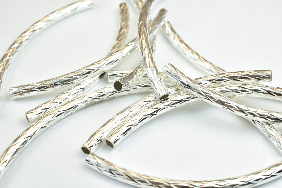 12 PCs Curve Tube Jewelry Finding Beads Size 3x50mm Diamond Cut Gold/Silver For Jewelry Making jewelry making supplies - d...