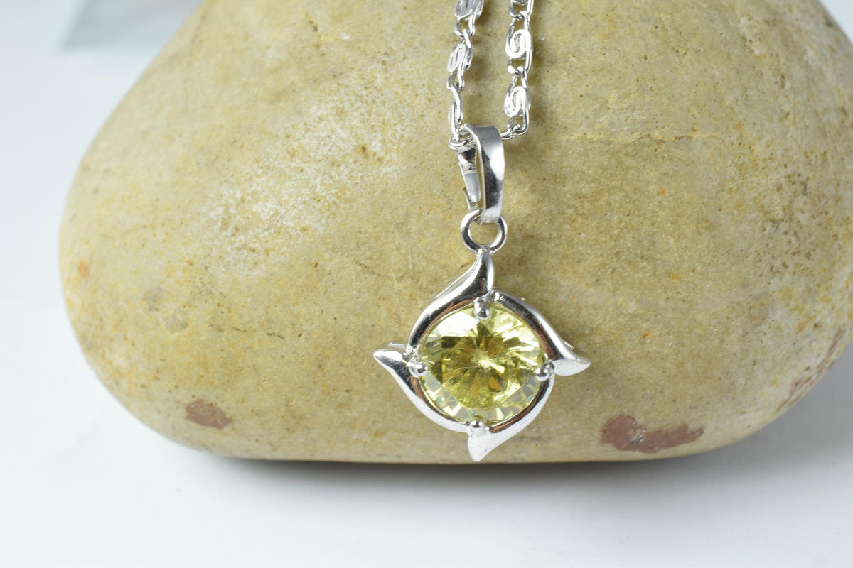 Spiral Swirl Pendant Cubic Zirconia: White Gold Rhodium Plated, Pink Lime Icy Tones | Gold Filled Look, 15x18mm Bail