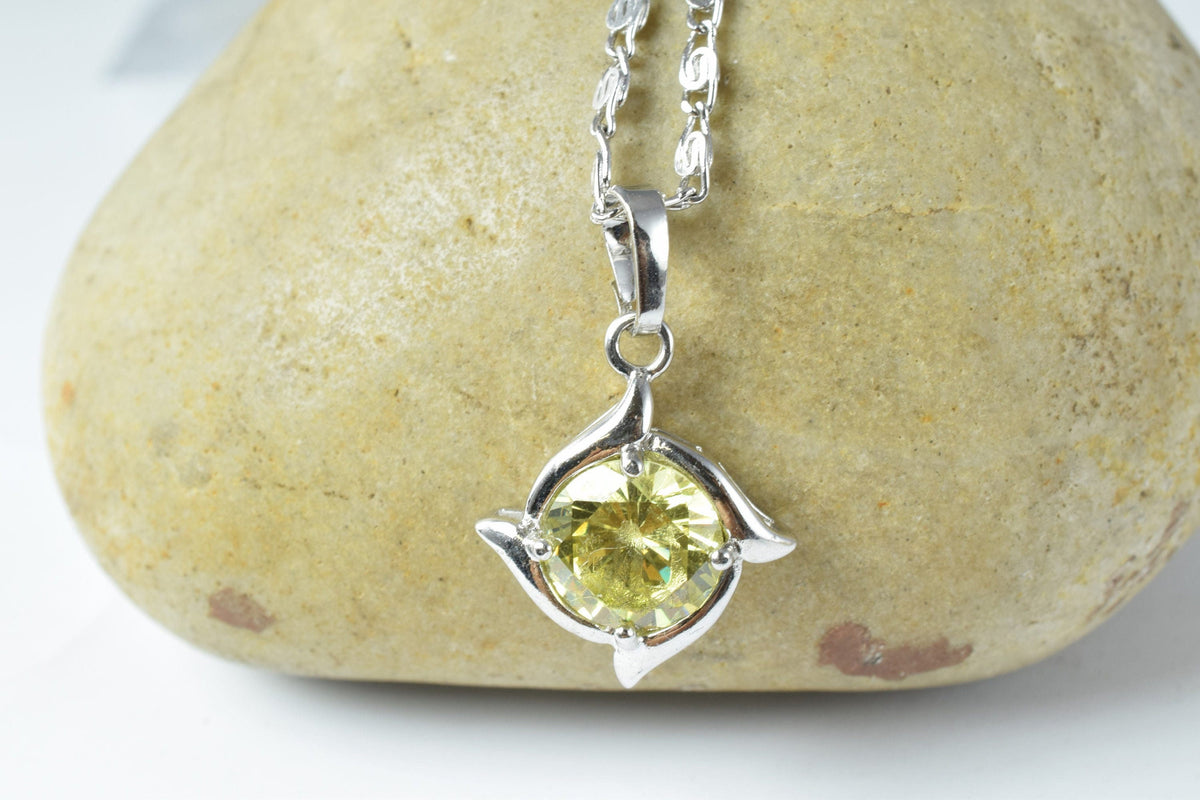 Spiral Swirl Pendant Cubic Zirconia: White Gold Rhodium Plated, Pink Lime Icy Tones | Gold Filled Look, 15x18mm Bail