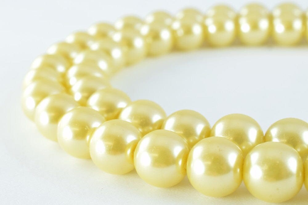 Light Gold Glass Pearl Beads Size 10mm Shine Round Ball Beads for Jewelry Making Item#789222046149 jewelry making supplies...