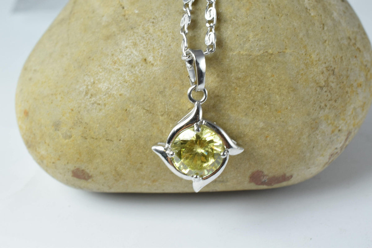 Spiral Swirl Pendant Cubic Zirconia: White Gold Rhodium Plated, Pink Lime Icy Tones | Gold Filled Look, 15x18mm Bail