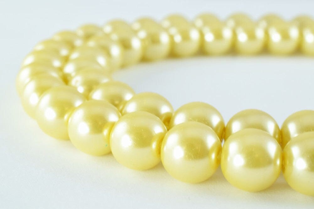 Light Gold Glass Pearl Beads Size 10mm Shine Round Ball Beads for Jewelry Making Item#789222046149 jewelry making supplies...