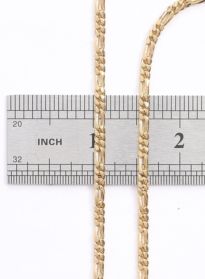 3mm Gold Plated Figaro Chain: Electroplated Jewelry Making Supply, Copper Base Metal (1mm Thick, Sold by Foot)