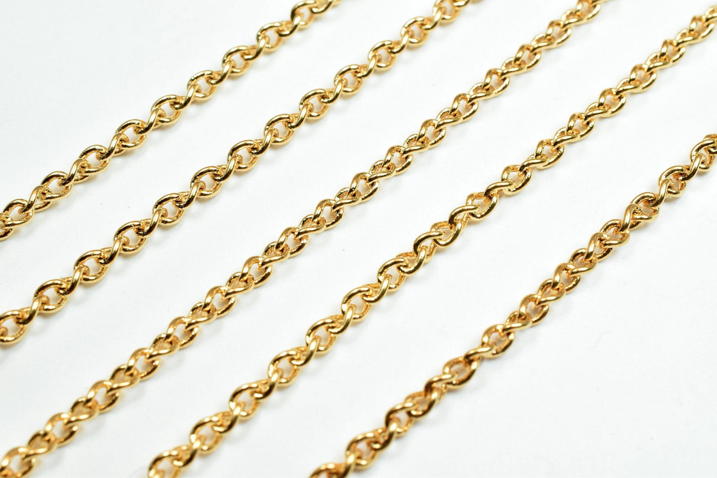 18K Gold Plated Link Chain - Tarnish Resistant Jewelry Making Chain - 2.25mm Cable, Copper Metal, Craft Supply