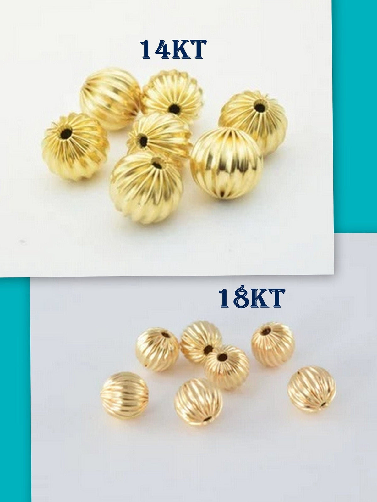 Gold Filled Alternative 18K/14K Jewelry Findings, Watermelon Diamond Cut Round Balls (Sizes 4mm-10mm)