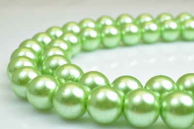 Glass Pearl Round Beads Size 10mm Shine Green Round Ball Beads for Jewelry Making Item#H jewelry making supplies