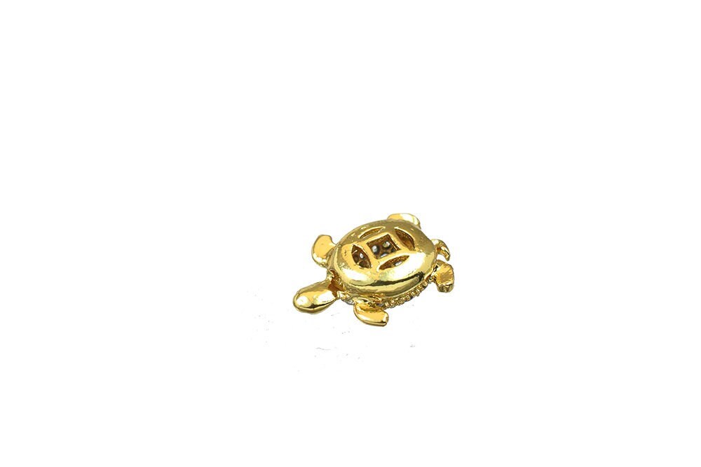 Turtle Micro Pave Beads Jewelry Components: CZ Sparkle, Gold Filled Alternative Electroplating (11x9mm, Tarnish Resistant, Craft Use)