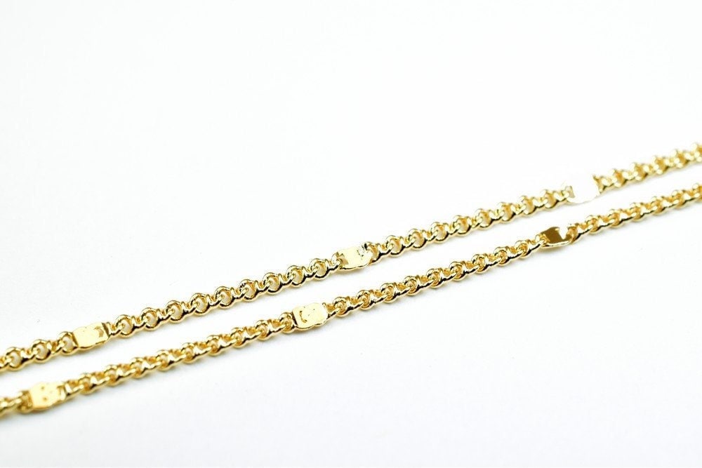 Pinky Gold Filled EP Chain 18KT Gold Filled Size 17.25" Inch Long 1mm Width 0.5mm Thickness For Jewelry Making Item #CG404...