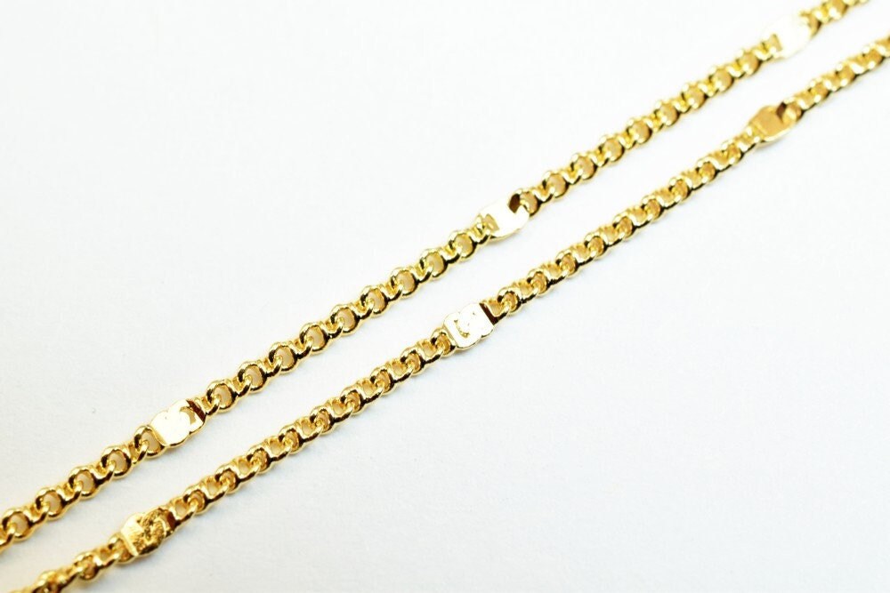Pinky Gold Filled EP Chain 18KT Gold Filled Size 17.25" Inch Long 1mm Width 0.5mm Thickness For Jewelry Making Item #CG404...