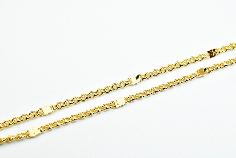 Pinky Gold Filled EP Chain 18KT Gold Filled Size 17.25" Inch Long 1mm Width 0.5mm Thickness For Jewelry Making Item #CG404...