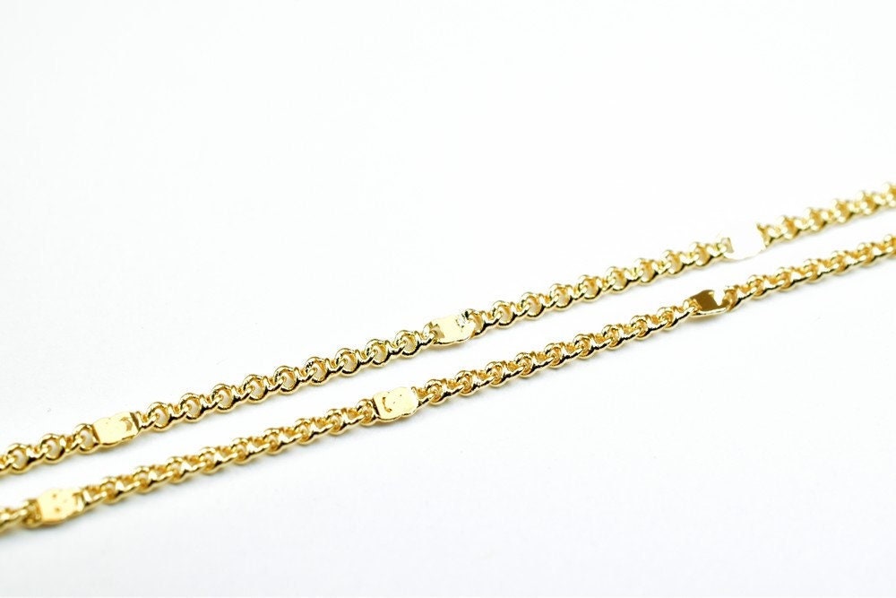 Pinky Gold Filled EP Chain 18KT Gold Filled Size 17.25" Inch Long 1mm Width 0.5mm Thickness For Jewelry Making Item #CG404...