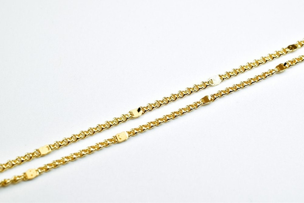 Pinky Gold Filled EP Chain 18KT Gold Filled Size 17.25" Inch Long 1mm Width 0.5mm Thickness For Jewelry Making Item #CG404...