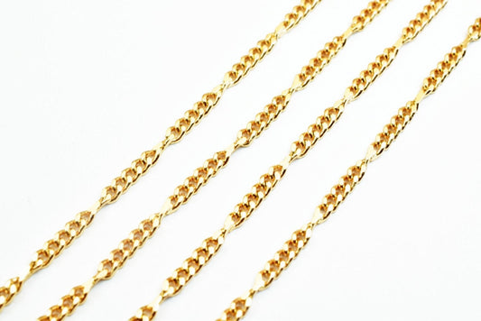 18K Gold Filled EP Figaro Chain 17 1/4" Long, Width 2mm, Thickness 1mm Gold Filled Finding Chain For Jewelry Making Item #...