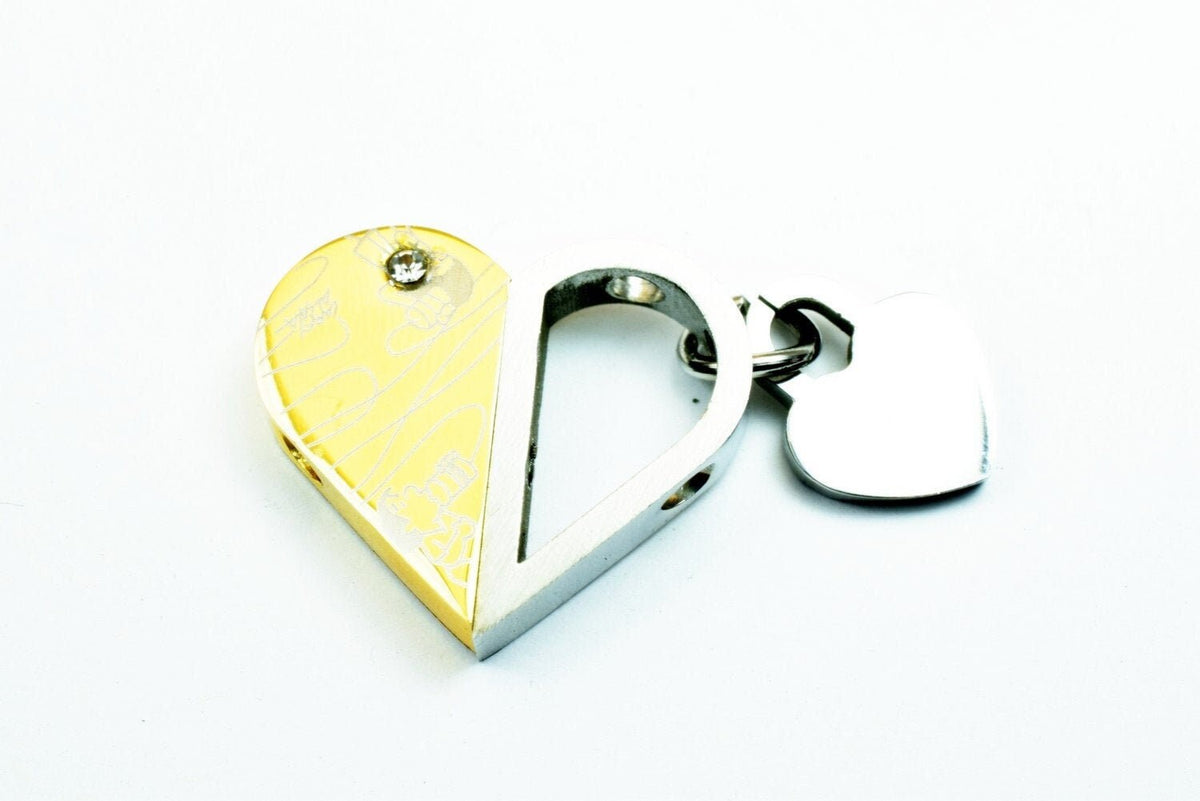 18K Gold Filled Heart Stainless Steel Pendant, Rhinestone Cubic Zirconia Charm Gold and Silver Color Size 23.5x27mm For Je...