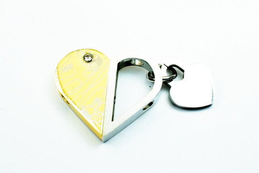 18K Gold Filled Heart Stainless Steel Pendant, Rhinestone Cubic Zirconia Charm Gold and Silver Color Size 23.5x27mm For Je...