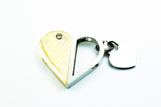 18K Gold Filled Heart Stainless Steel Pendant, Rhinestone Cubic Zirconia Charm Gold and Silver Color Size 23.5x27mm For Je...