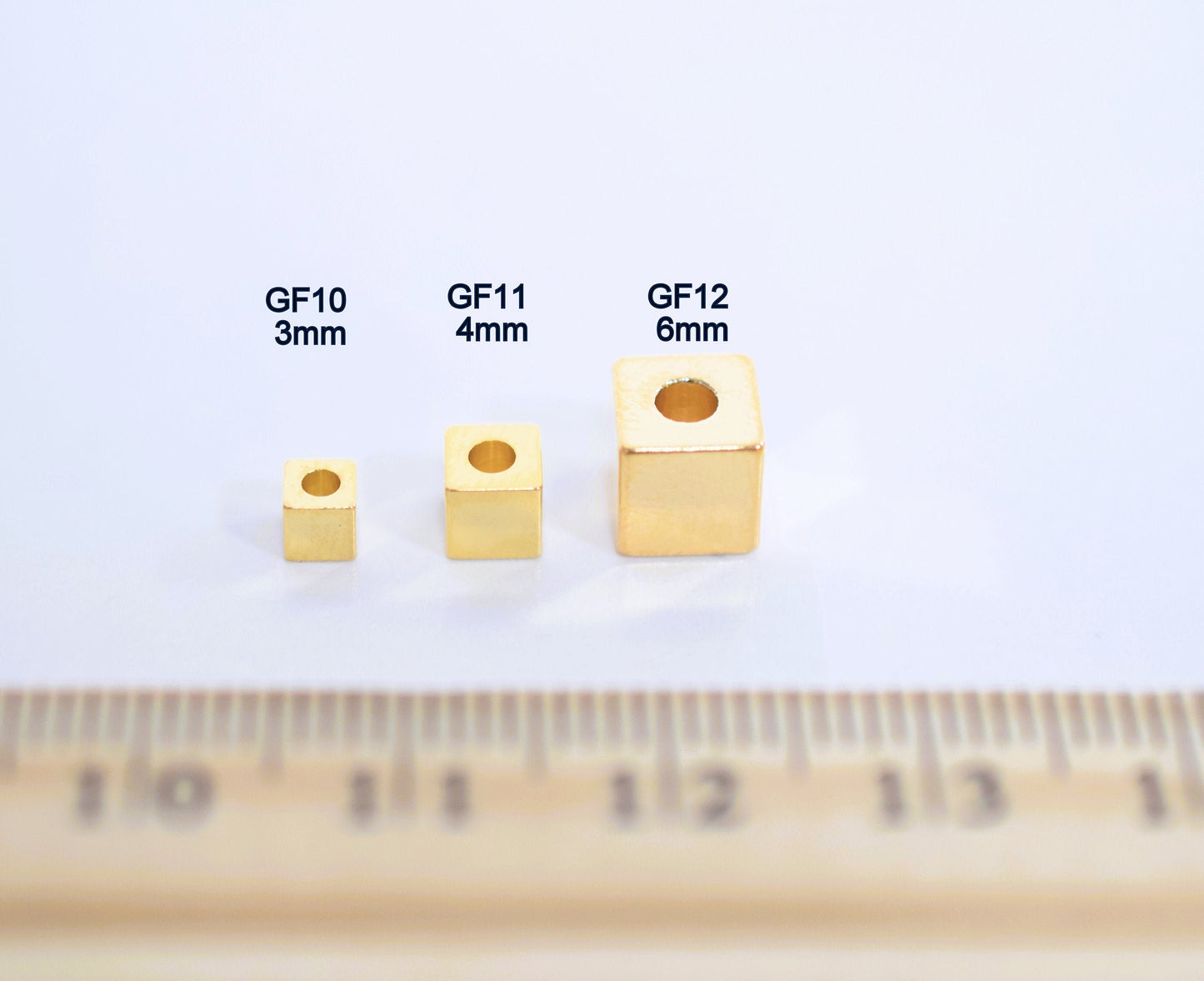 Gold filled Look, EP and Pinky gold filled Cube/Box/Star beads size 3mm, 4mm,5mm,6mm jewelry making supplies - detail image 4