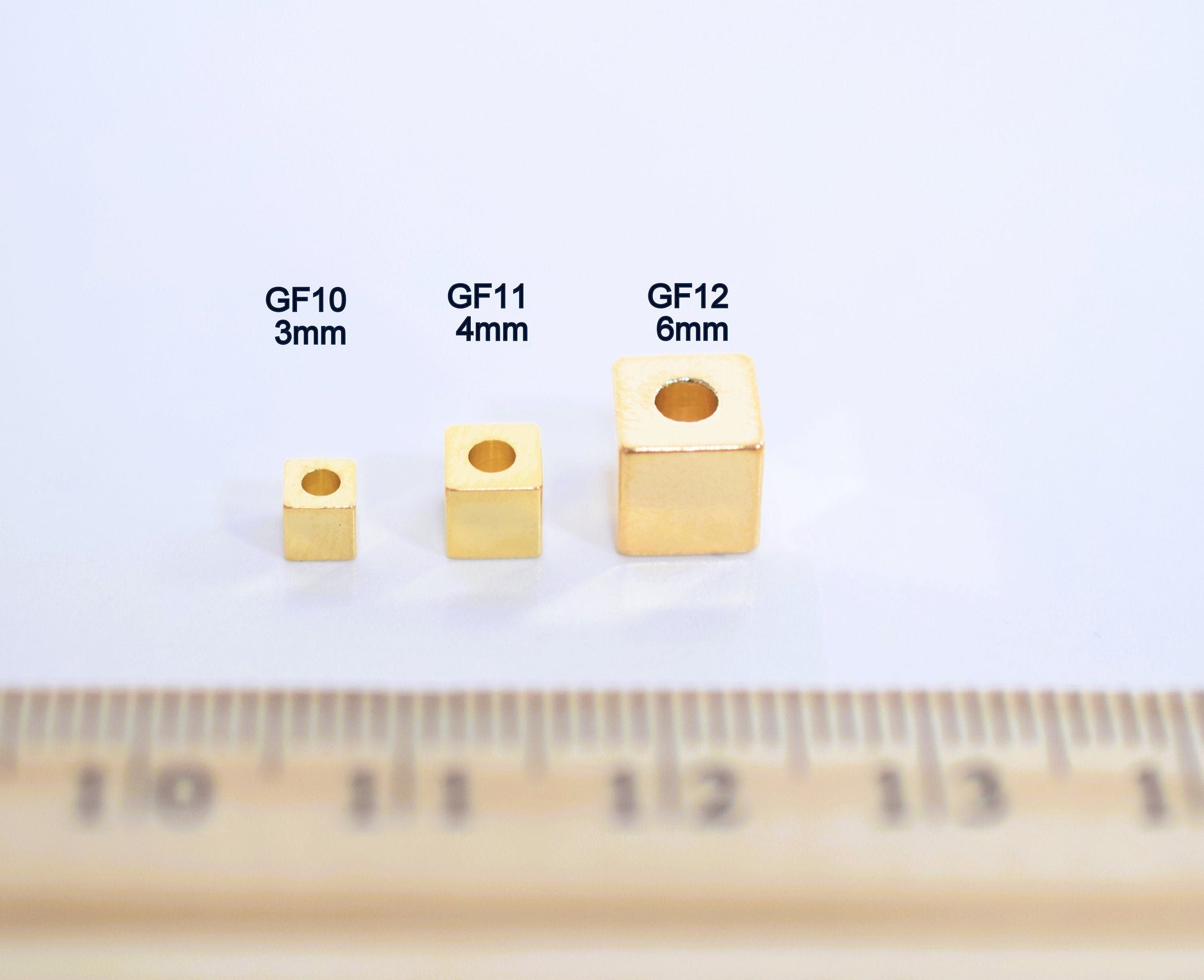 Gold filled Look, EP and Pinky gold filled Cube/Box/Star beads size 3mm, 4mm,5mm,6mm jewelry making supplies - detail image 4