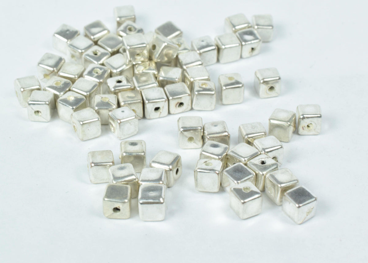 5mm Plastic Square Minimalists Beads, Sold by 100pcs, 1mm hole opening, Silver minimalist beads, Wholesale beads, Acrylic...