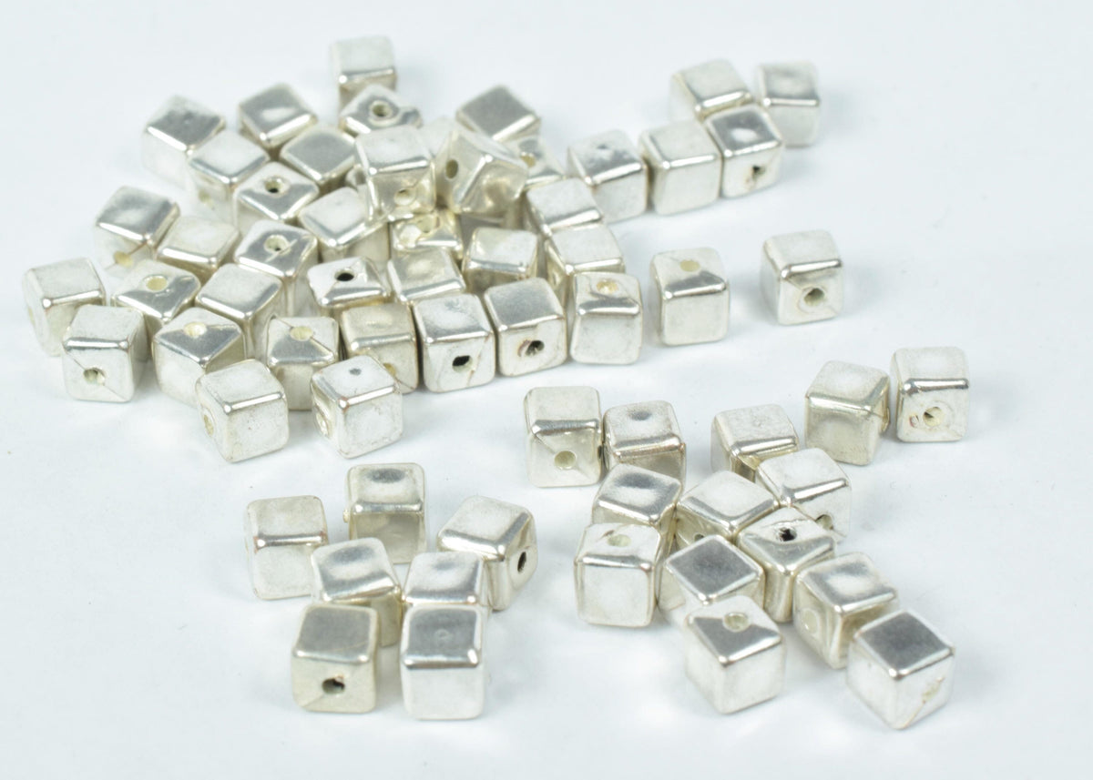 5mm Plastic Square Minimalists Beads, Sold by 100pcs, 1mm hole opening, Silver minimalist beads, Wholesale beads, Acrylic...
