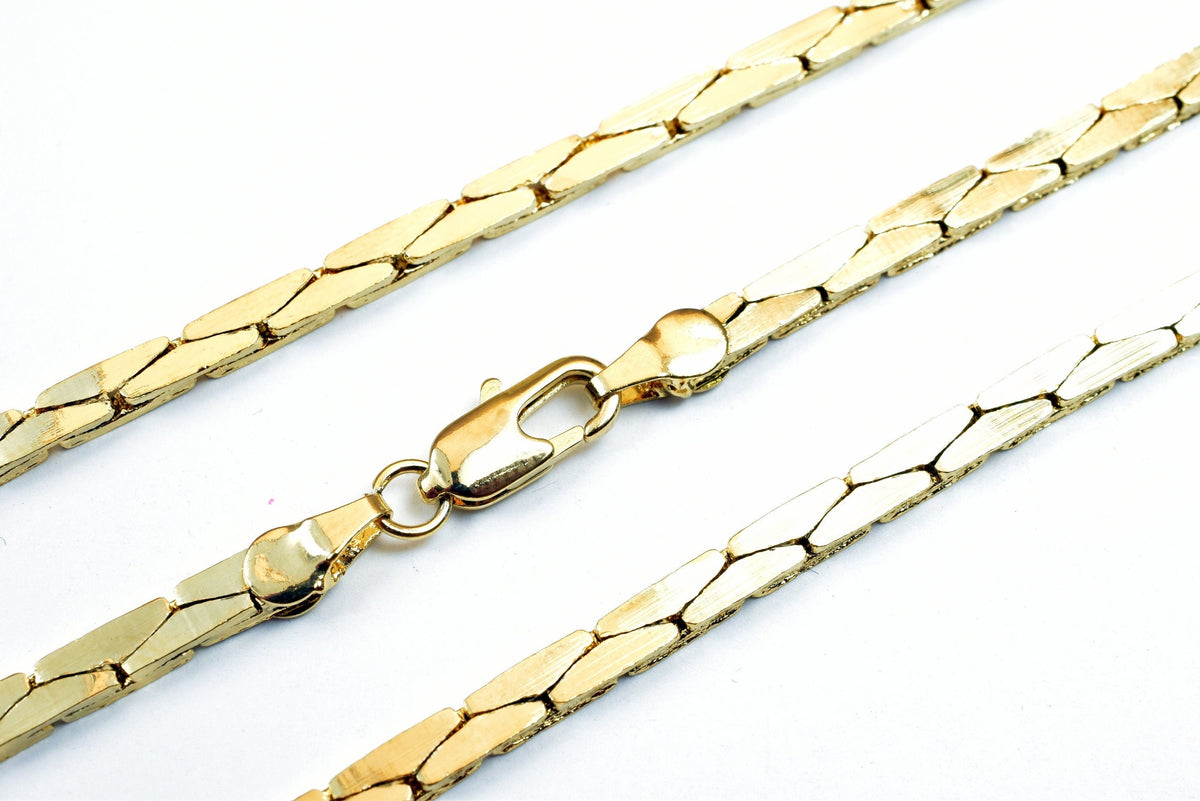 Gold filled EP cobra chain size 17 3/4 inches long, 3mm/ 1.5mm width 1.5mm thickness for jewelry making cg492, cg493 jewel...