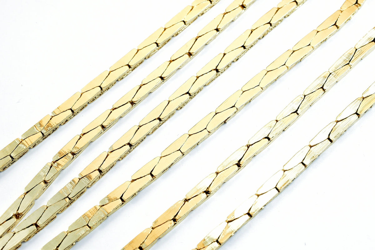 Gold filled EP cobra chain size 17 3/4 inches long, 3mm/ 1.5mm width 1.5mm thickness for jewelry making cg492, cg493 jewel...
