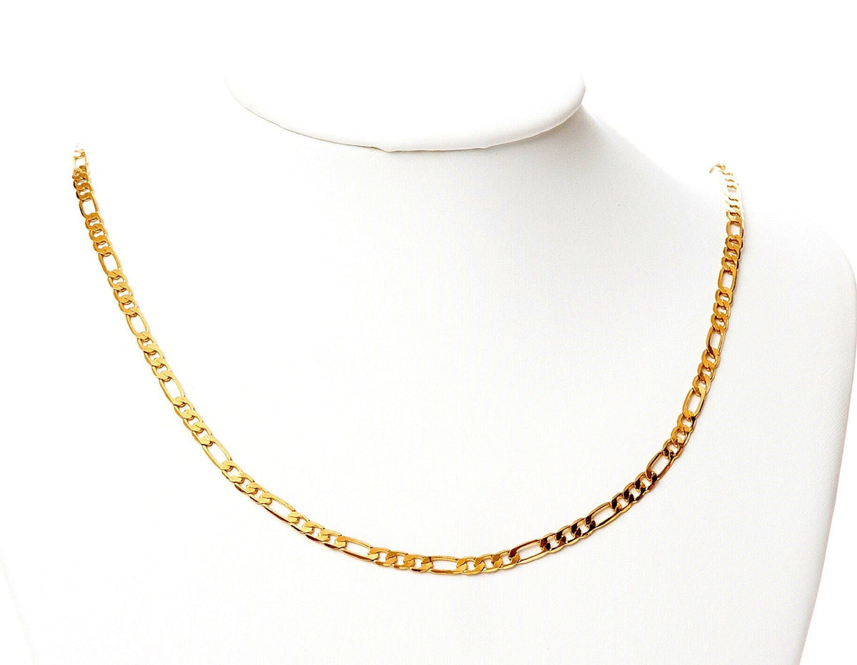 Figaro Gold Plated chain 18k 2mm/3mm/3.8mm/5mm sold by foot  gfc037a /gfc106/ gfc112/gfc116  figaro cuban link chain makin...