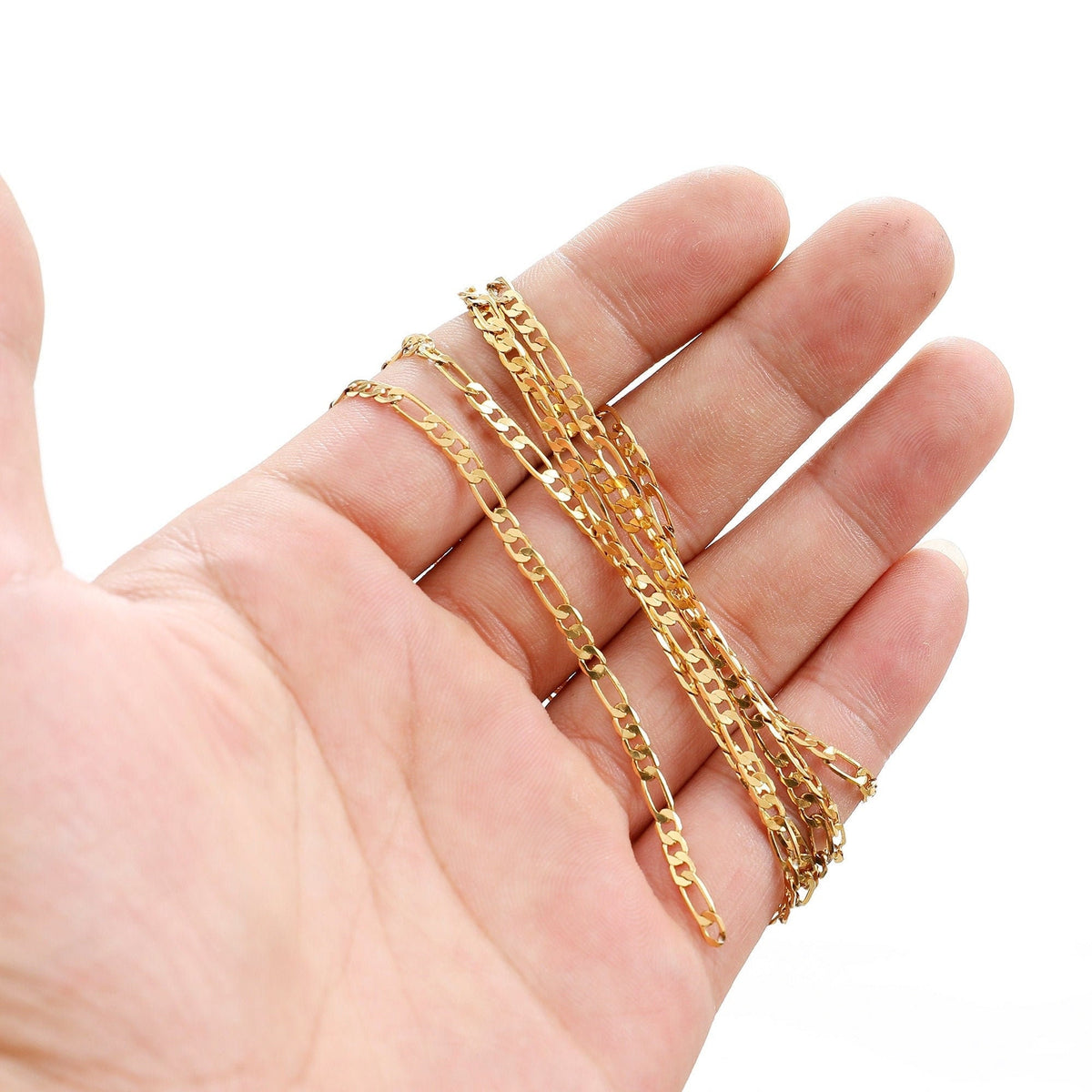 Figaro Gold Plated chain 18k 2mm/3mm/3.8mm/5mm sold by foot  gfc037a /gfc106/ gfc112/gfc116  figaro cuban link chain makin...