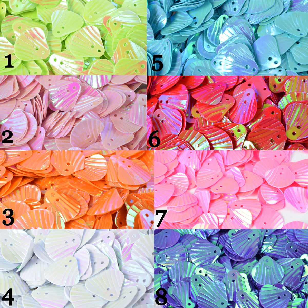 Seashell Shape Iridescent Sequins: Multi Color Paillettes for Crafts (12mm)