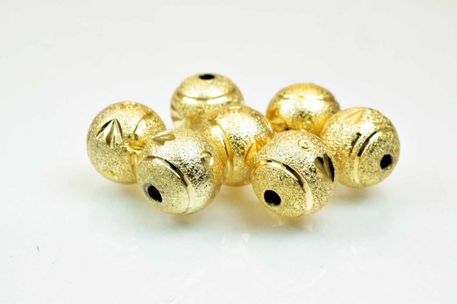 10mm Gold Filled Alternative Stardust Diamond Cut Beads: Round Ball Design - 18K Gold , Tarnish Resistant, Jewelry Supplies