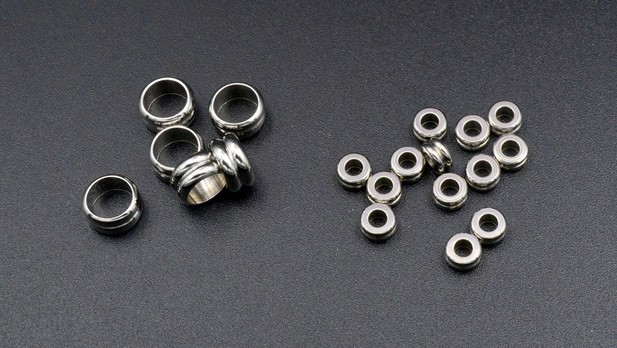 Roundel Plain Spacer Beads: Double Hole Design - Stainless Steel, Big Hole Sizes 5mm & 8mm, Jewelry Making Supply