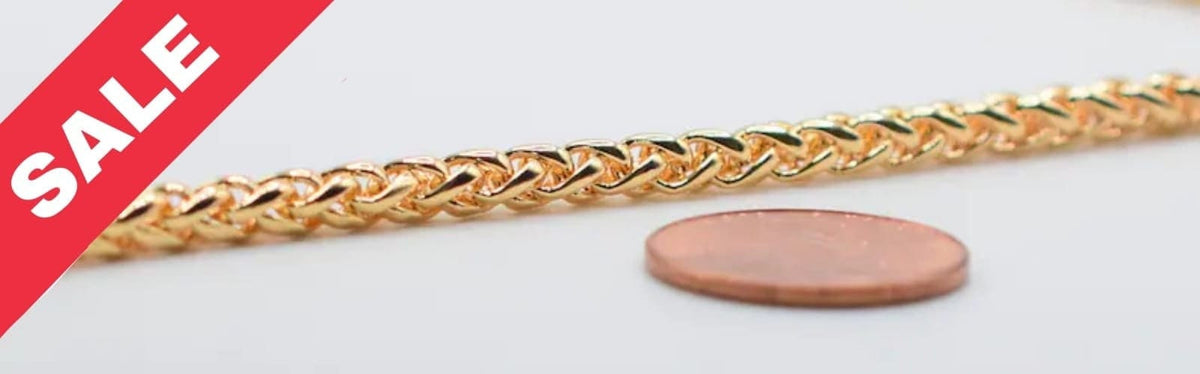 18k Gold Plated chain wheat chain thickness 2mm/4mm findings for jewelry making gfc097/gfc126 sold by the foot jewelry mak...