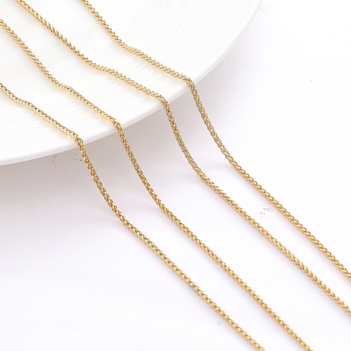 18k Gold Plated chain wheat chain thickness 2mm/4mm findings for jewelry making gfc097/gfc126 sold by the foot jewelry mak...