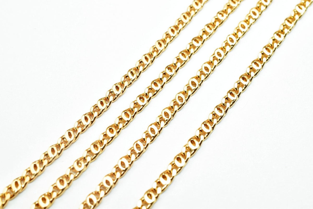 18K Gold Filled Alternative Cuban Link Chain: Tarnish Resistant Pink Gold Finish, Durable Core (17.25", 2mm Wide Cable)